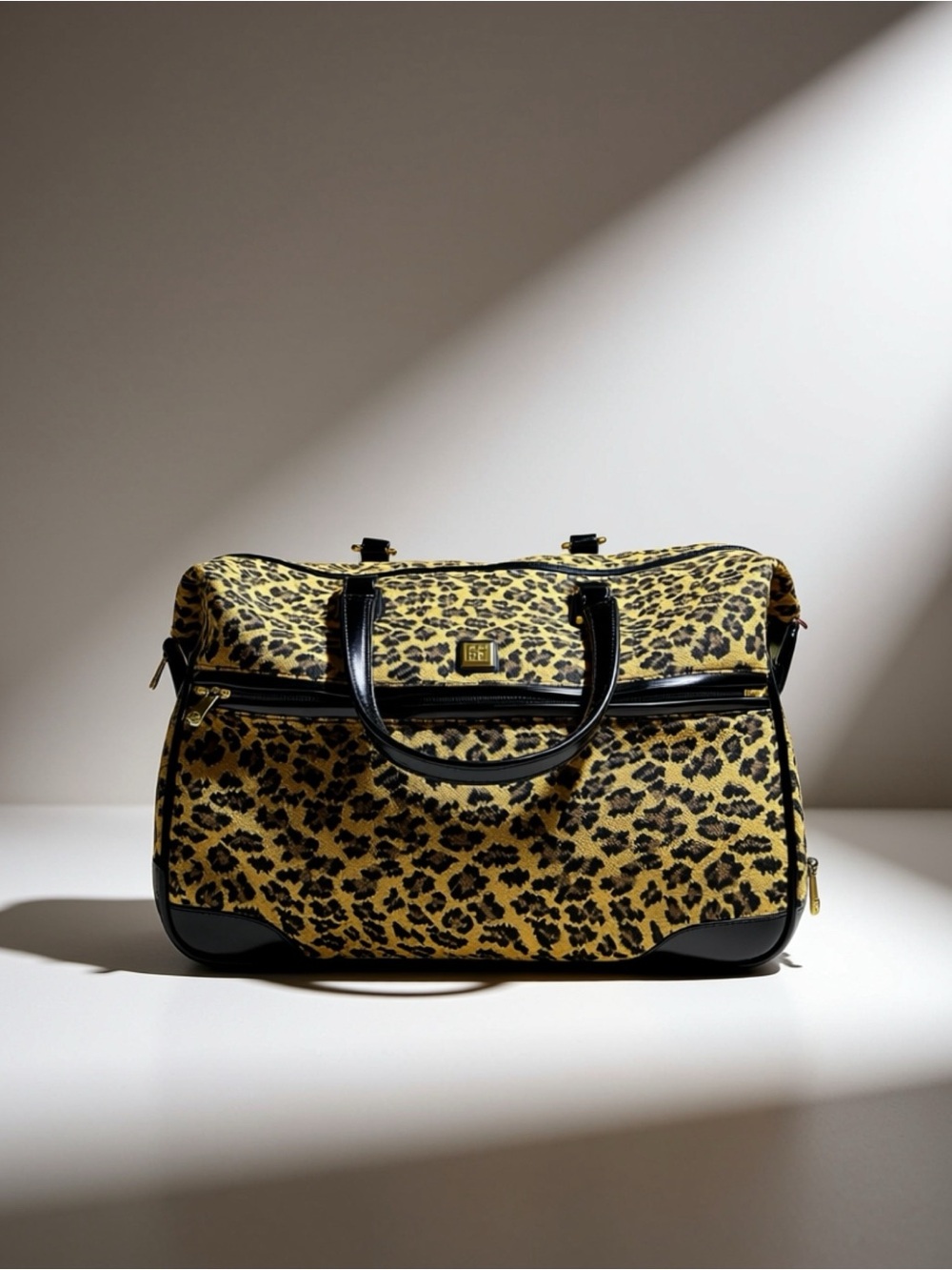Vintage Diane Von Furstenberg - Leopard Print Weekender Bag with Black Trim